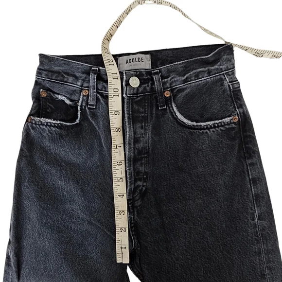 Agolde 90s Pinch Waist High Rise Straight Jean Black Washed Size 23 - Picture 3 of 7
